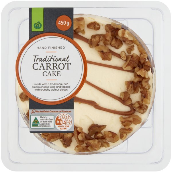 Woolworths Traditional Carrot Cake 450g Bunch 