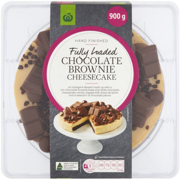 Woolworths Fully Loaded Chocoalte Brownie Cheesecake 900g bunch