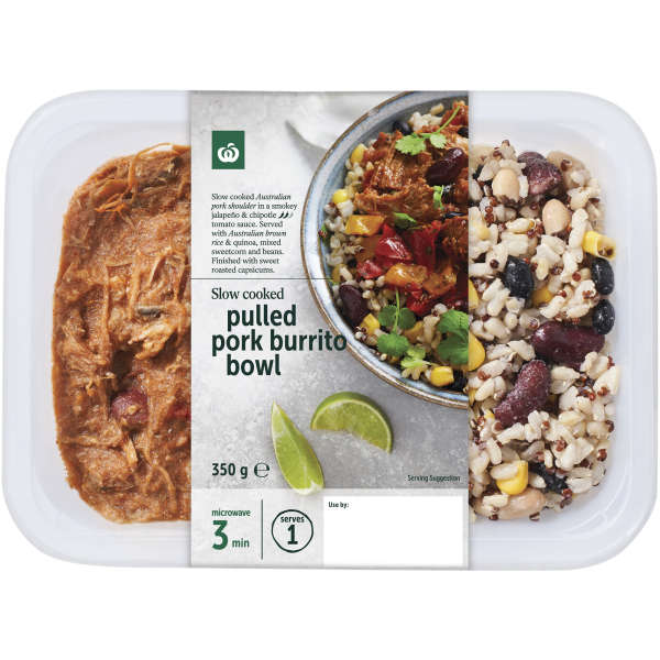 Woolworths Pulled Pork Burrito Bowl 350g bunch