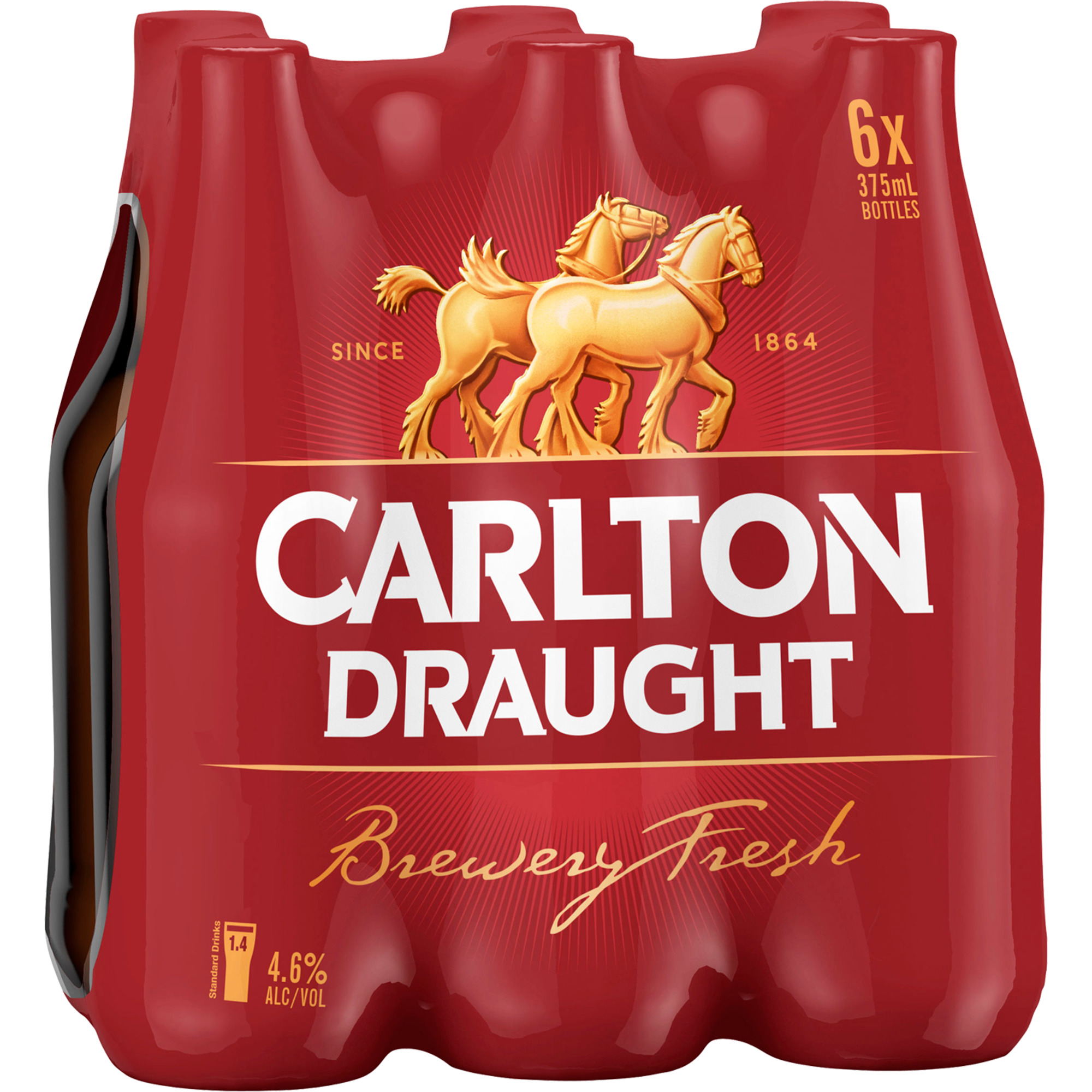 Carlton Draught Lager Stubbies 375mL x 6 pack
