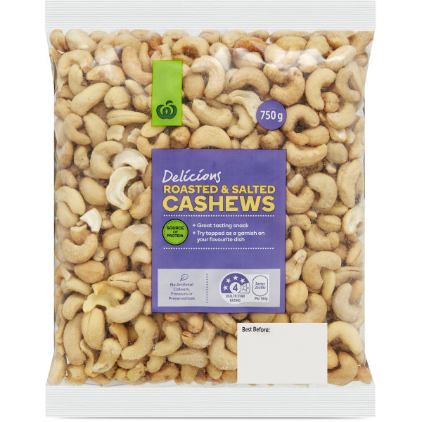 Woolworths Cashews Roasted & Salted 750g Pack | bunch