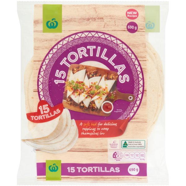 Woolworths Burrito Tortillas 15 Pack bunch