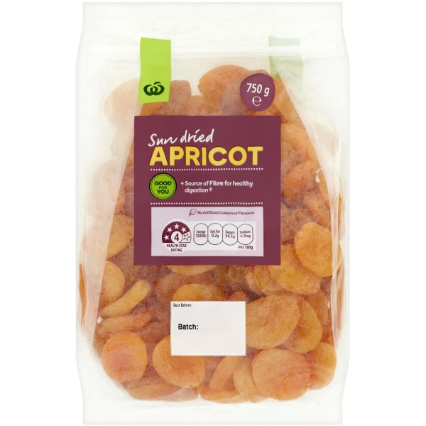 Woolworths Apricot Sun Dried 750g Pack bunch
