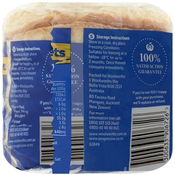 Woolworths Crumpets 6 Pack 300g bunch