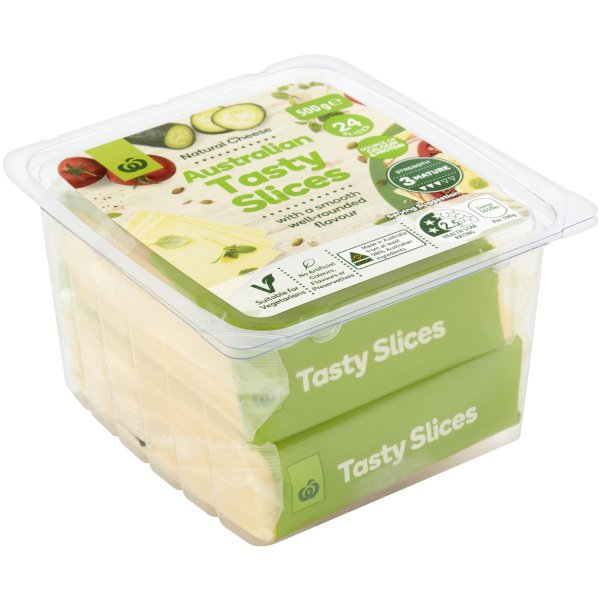 Woolworths Tasty Cheese Slices 500g bunch