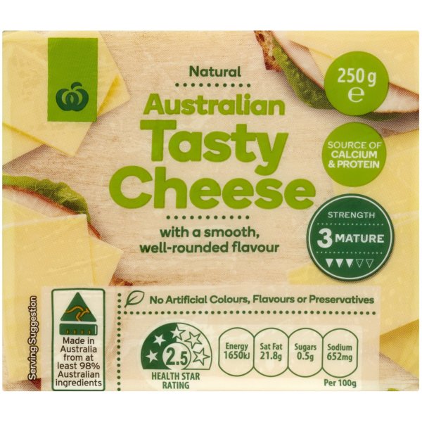 Woolworths Tasty Cheese Block 250g bunch