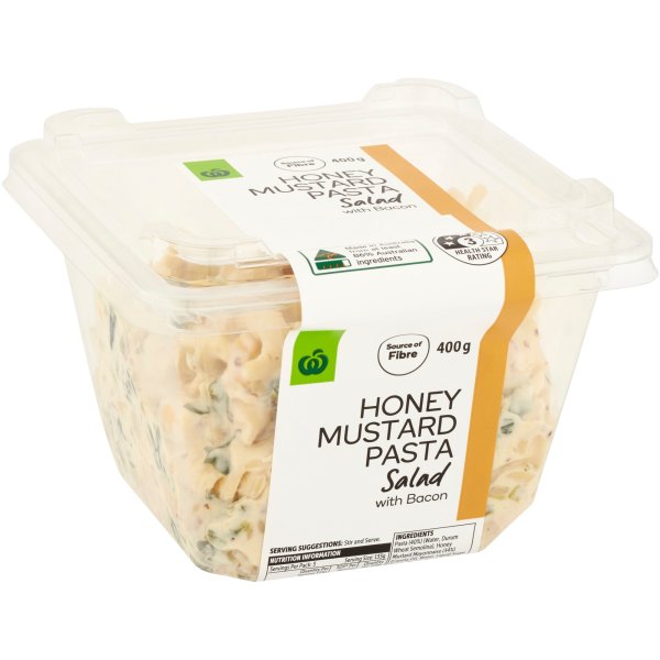 Woolworths Honey Mustard Pasta Salad with Bacon 400g bunch