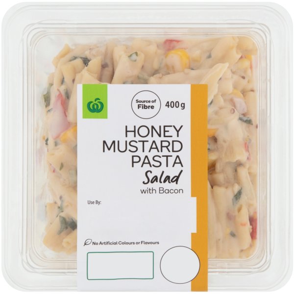 Woolworths Honey Mustard Pasta Salad with Bacon 400g bunch