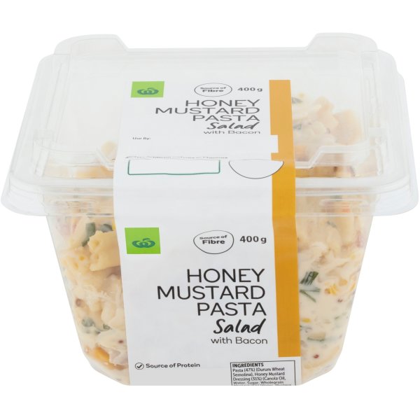 Woolworths Honey Mustard Pasta Salad with Bacon 400g bunch