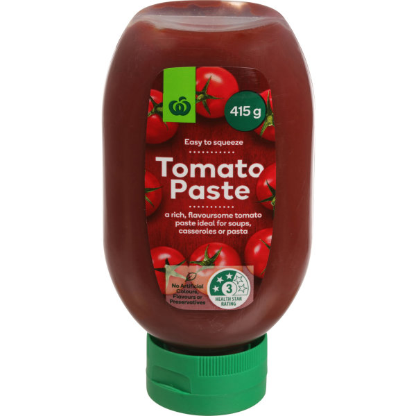 Woolworths Tomato Paste Traditional Squeeze 415g bunch