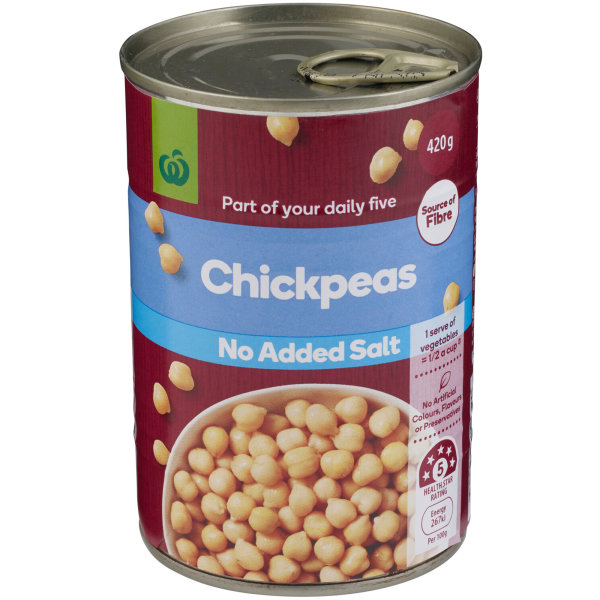 Woolworths Chick Peas No Added Salt 420g bunch