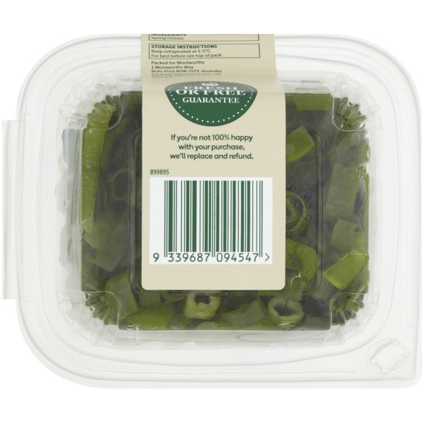 Woolworths Sliced Spring Onion 100g bunch