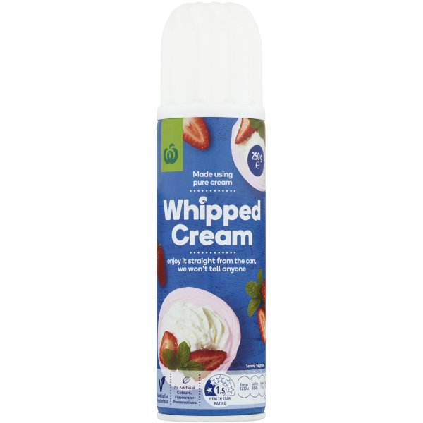Woolworths Whipped Cream 250g bunch