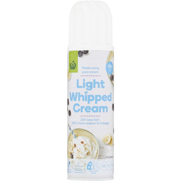 Woolworths Light Whipped Cream 250g bunch
