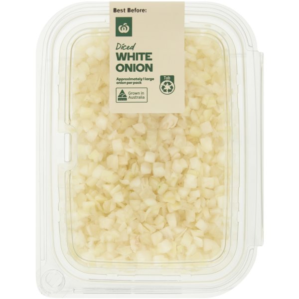 Woolworths Diced White Onion 250g bunch