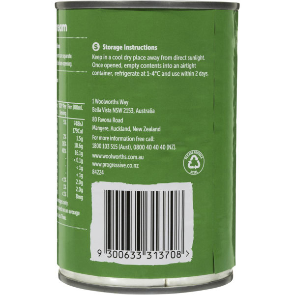 Woolworths Essentials Coconut Cream 400ml bunch