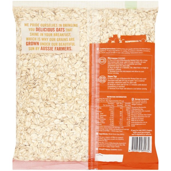 Woolworths Rolled Traditional Oats 750g bunch