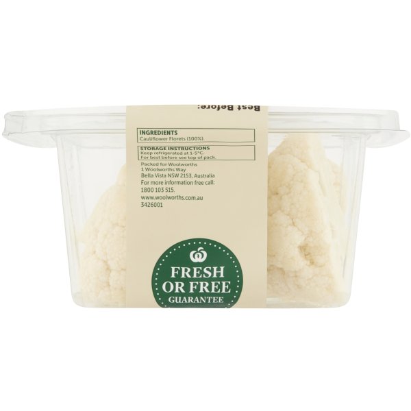 Woolworths Cauliflower Florets 220g bunch