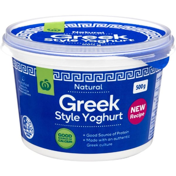 Woolworths Natural Greek Style Yoghurt 500g bunch