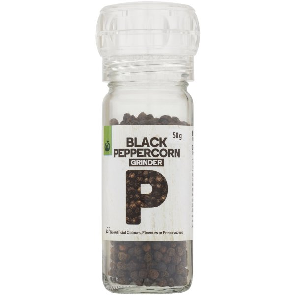 Woolworths Pepper Grinder Black Peppercorn 50g bunch
