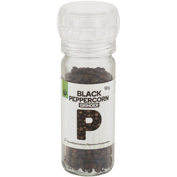Woolworths Pepper Grinder Black Peppercorn 50g bunch