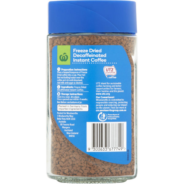 Woolworths Freeze Dried Coffee Decaf 100g bunch