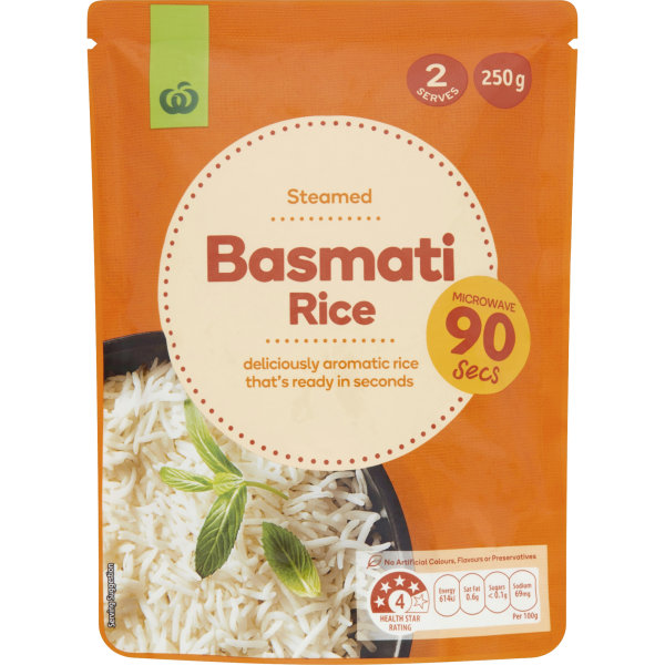 Woolworths Select Microwave Basmati Rice 250g bunch
