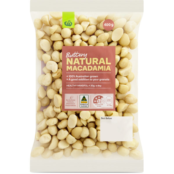 Woolworths Macadamias Kernels Raw 400g Pack bunch
