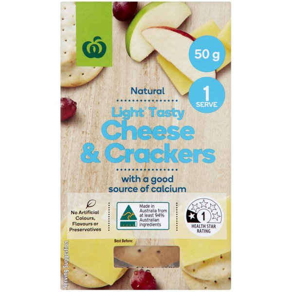 Woolworths Cheese & Crackers Light Tasty 50g 1pk bunch