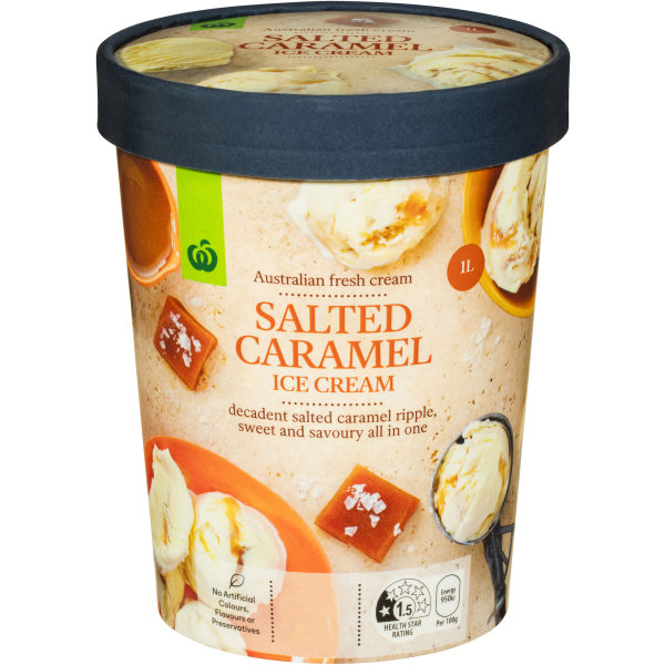 Woolworths Ice Cream Salted Caramel 1l | bunch