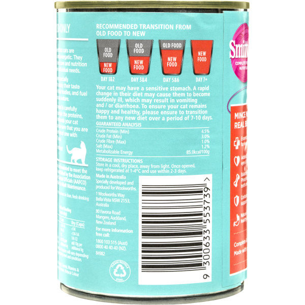 Smitten Cat Food Mince Beef 400g bunch