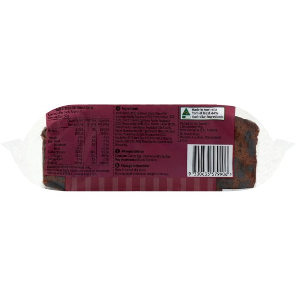 Woolworths Dark Fruit Cake 465g bunch