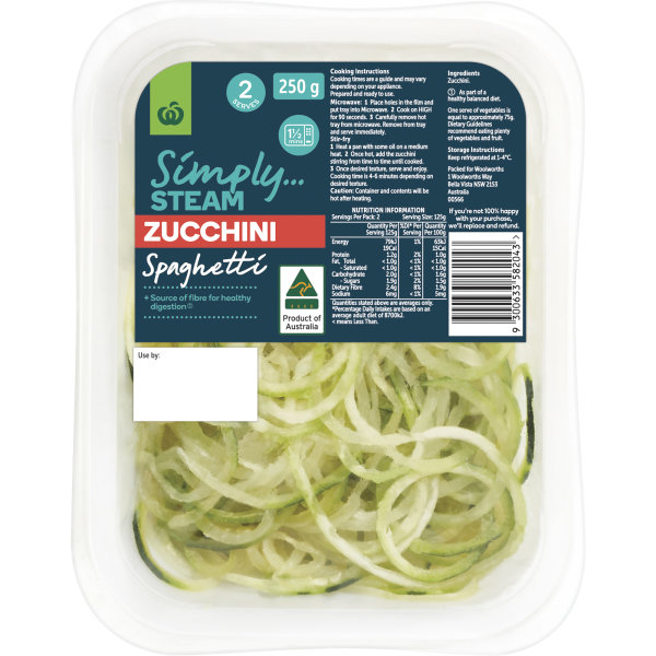 Woolworths Simply Steam Zucchini Spaghetti 250g bunch