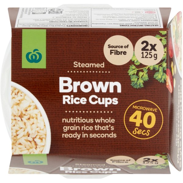 Woolworths Brown Rice Microwave Cups 2 Pack Bunch Woolworths Brown Rice Microwave Cups 2
