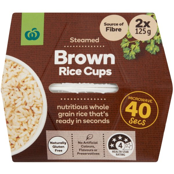 Woolworths Brown Rice Microwave Cups 2 Pack Bunch Woolworths Brown Rice Microwave Cups 2