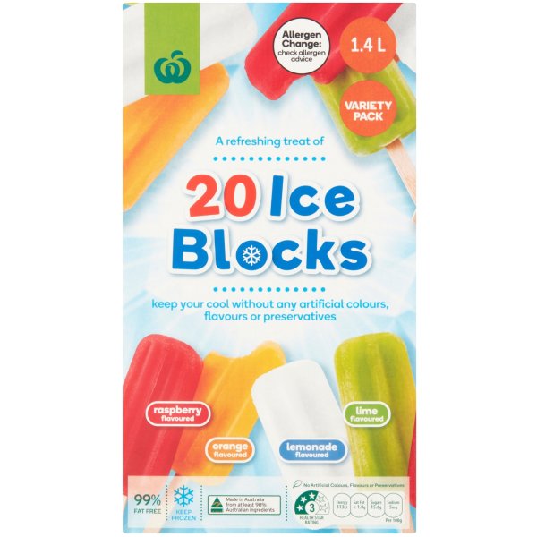 Woolworths Ice Blocks 20 Pack bunch