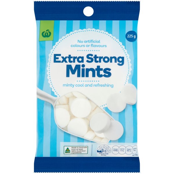 Woolworths Extra Strong Mints 225g bunch