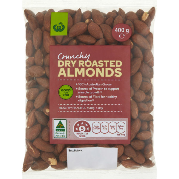 Woolworths Dry Roasted Almonds Nuts 400g | bunch