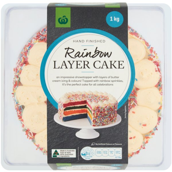 Woolworths Rainbow Layer Cake 1kg bunch