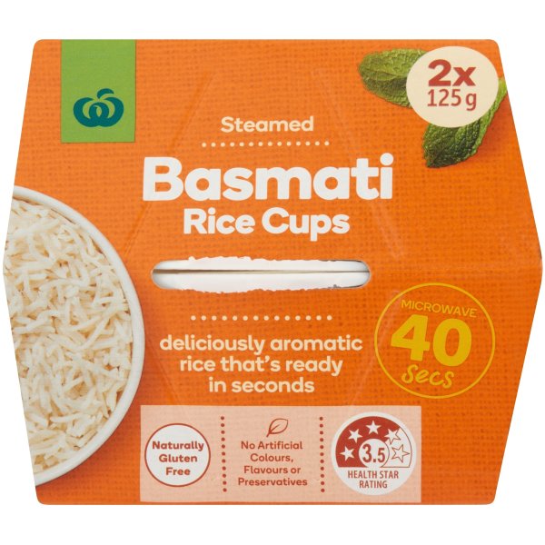 Woolworths Basmati Rice Microwave Cup 2 x125g | bunch