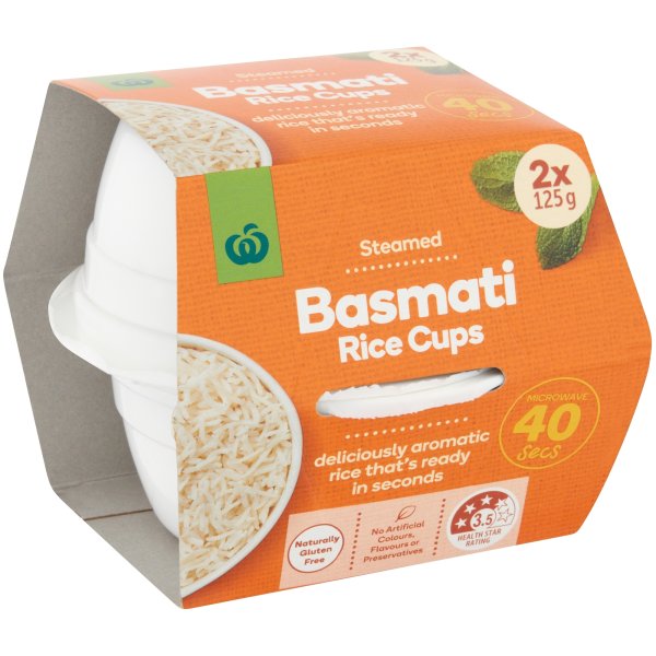 Woolworths Basmati Rice Microwave Cup 2 x125g | bunch