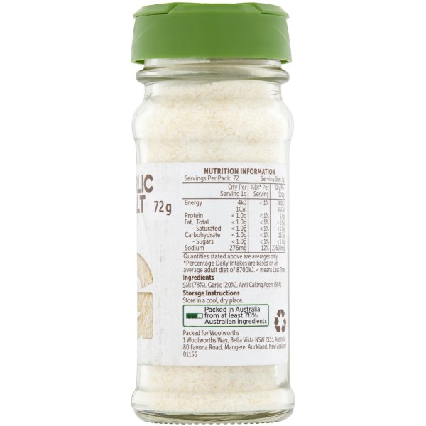 Woolworths Garlic Salt 72g bunch