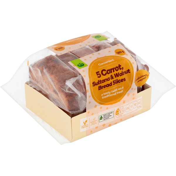 Woolworths Sliced Carrot Sultana & Walnut Loaf 500g bunch