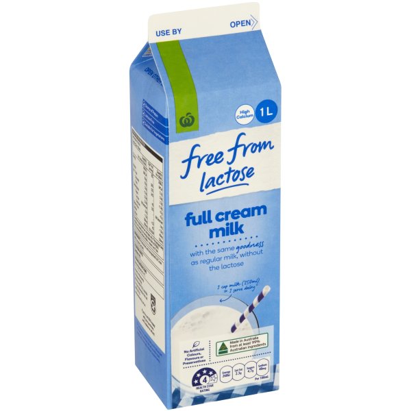 Woolworths Free From Lactose Free Full Cream Milk 1l bunch