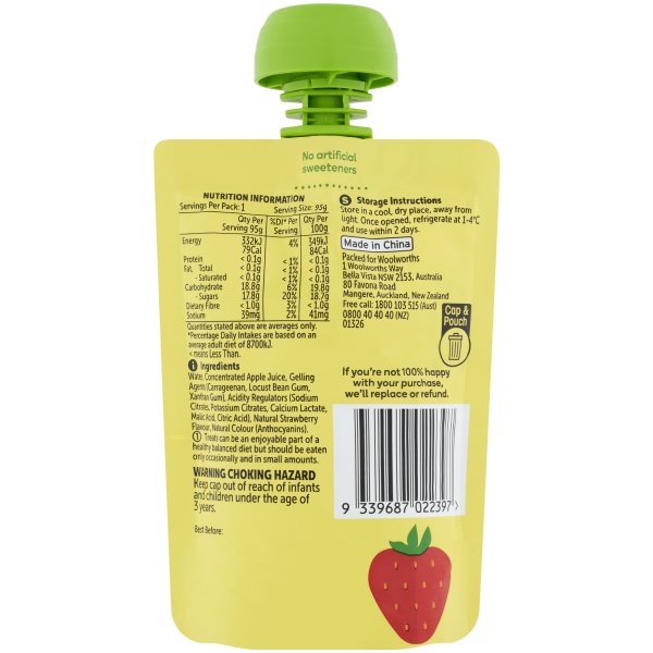Woolworths Strawberry Flavoured Jelly In Pouch 95g bunch