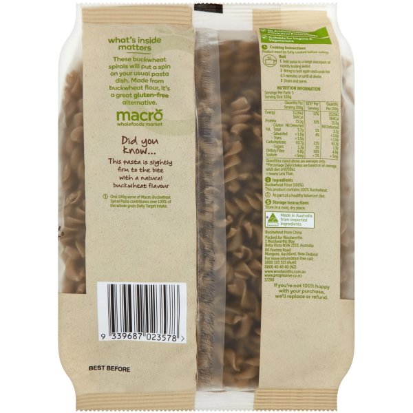 Macro Buckwheat Spiral Pasta 300g bunch