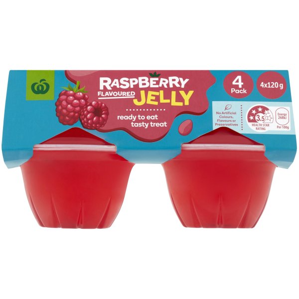 Woolworths Raspberry Jelly 4 Pack 4120g Bunch