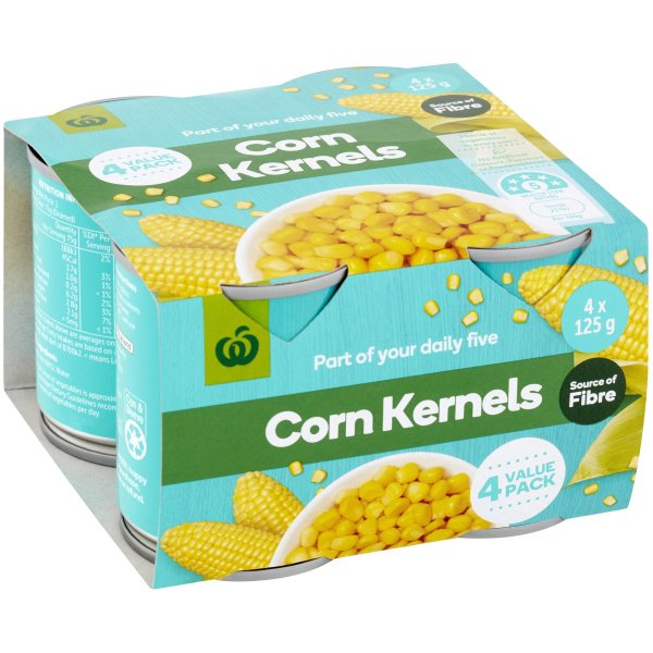 Woolworths Canned Corn Kernels 4x125g bunch