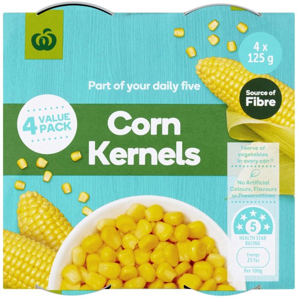 Woolworths Canned Corn Kernels 4x125g bunch