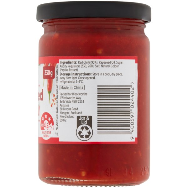 Woolworths Crushed Chilli 230g bunch